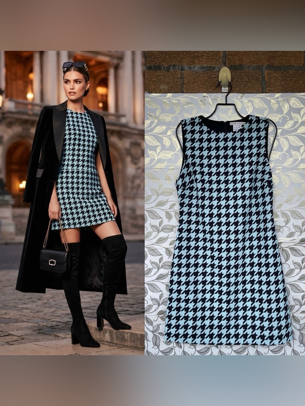 Alice + Olivia Quiet Luxury Houndstooth Mini Dress Showroom Sample size 2